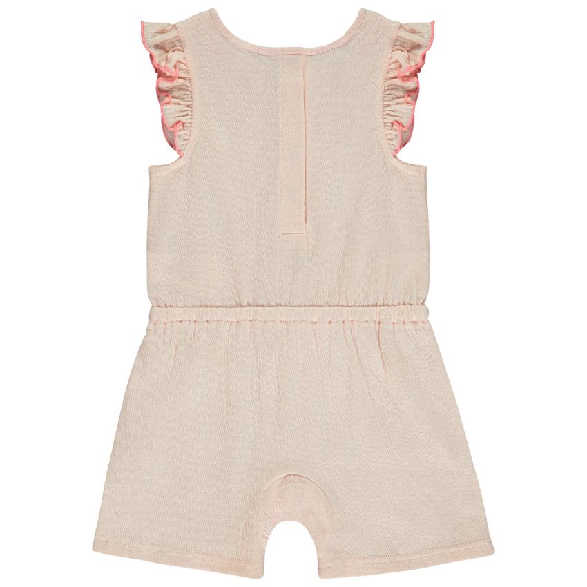 Combishort effet froissé à fleur brodée pour bébé fille - Rose