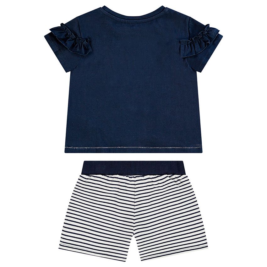 Ensemble de plage t-shirt + short pour fille - Bleu marine