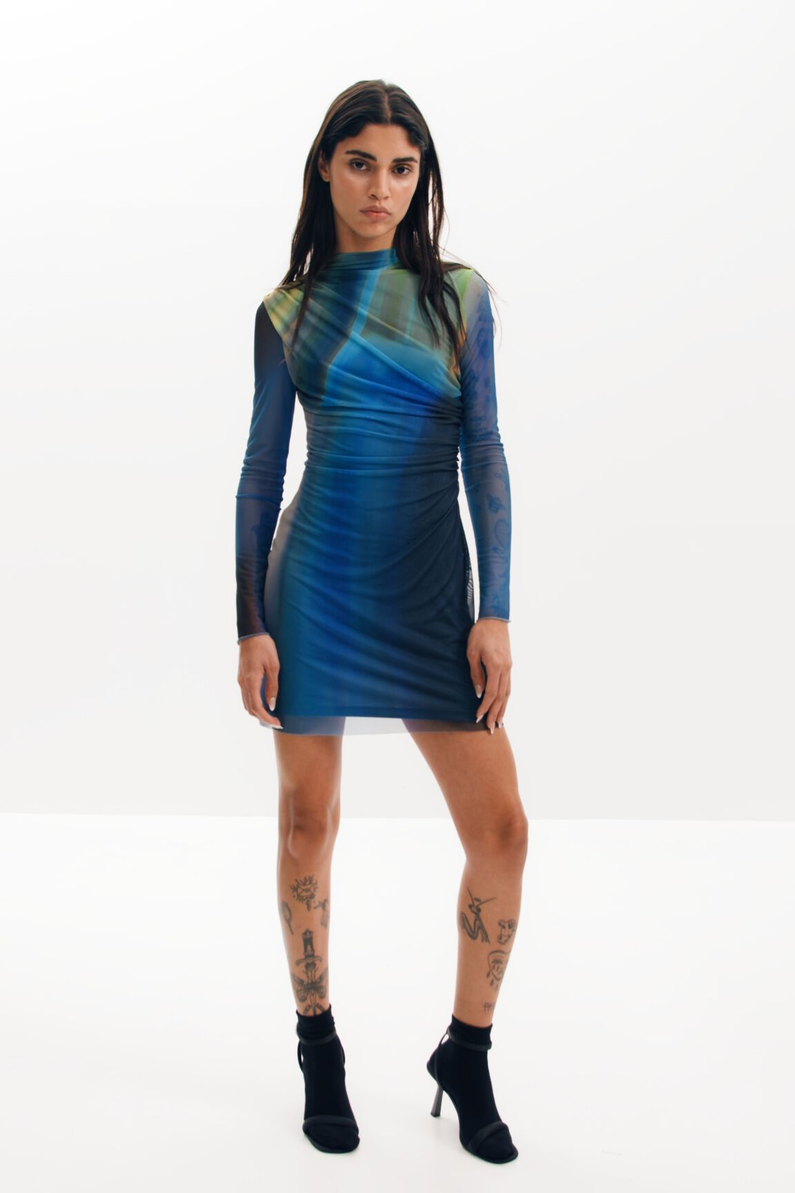 Vestido drapeado tul