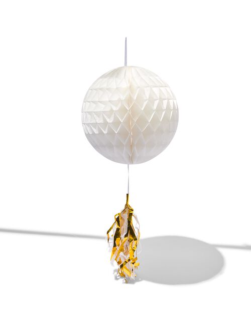 décoration en papier alvéolé ballon blanc doré Ø30cm