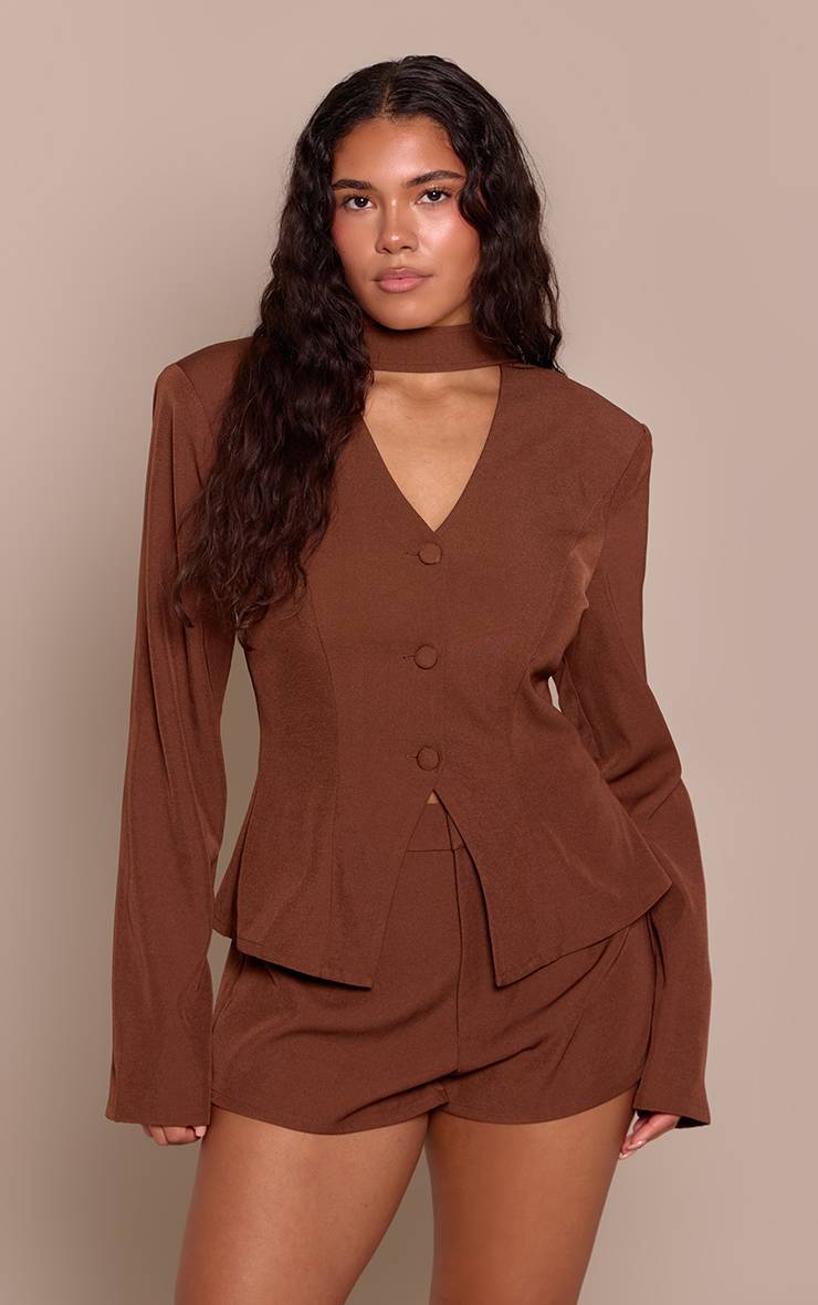 Chocolat Short Tailleur Ajusté Shape