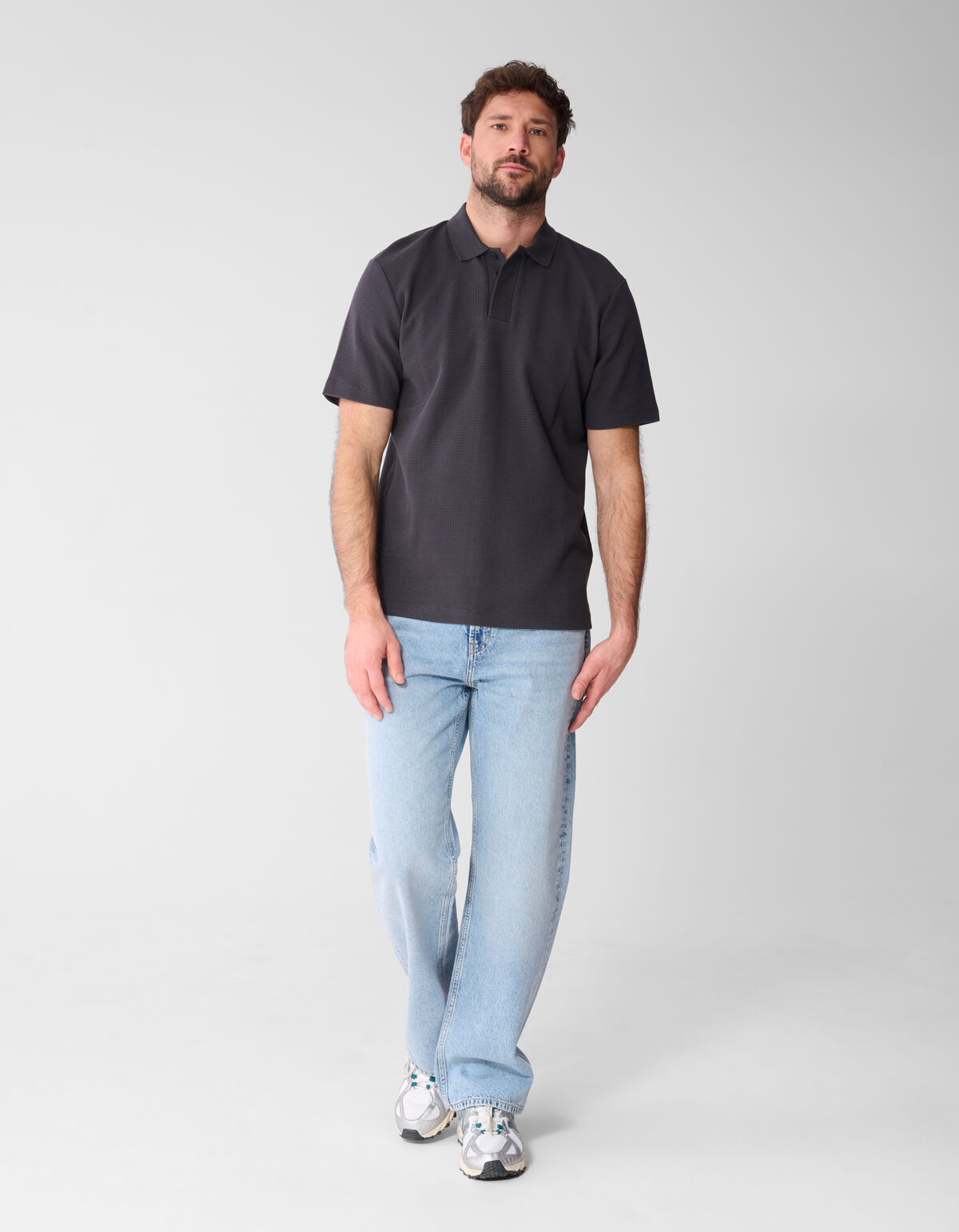 Waffle Polo Donkergrijs
