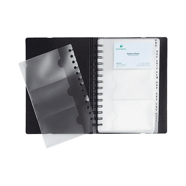 Exacompta Porte-cartes de visite Exactive® Exacard, 20 pochettes amovibles, 200 x 145 mm, noir