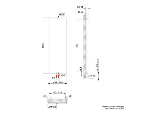 SCHULTE designradiator New York 2006 x 304 mm wit met middenaansluiting