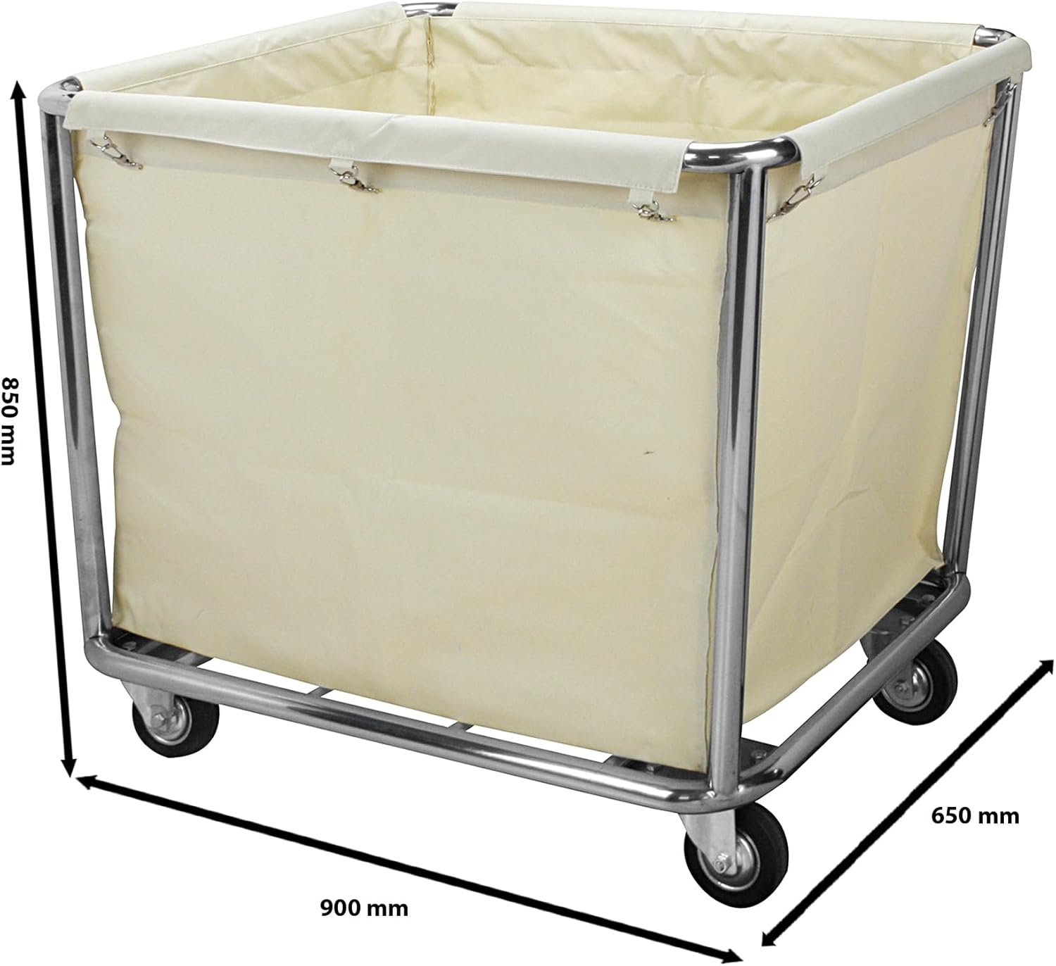 Saro Wäschewagen – 900×650×850 mm – Edelstahlrahmen – Abnehmbarer Baumwollsack – Für ca. 25 kg Wäsche - Modell AF 264