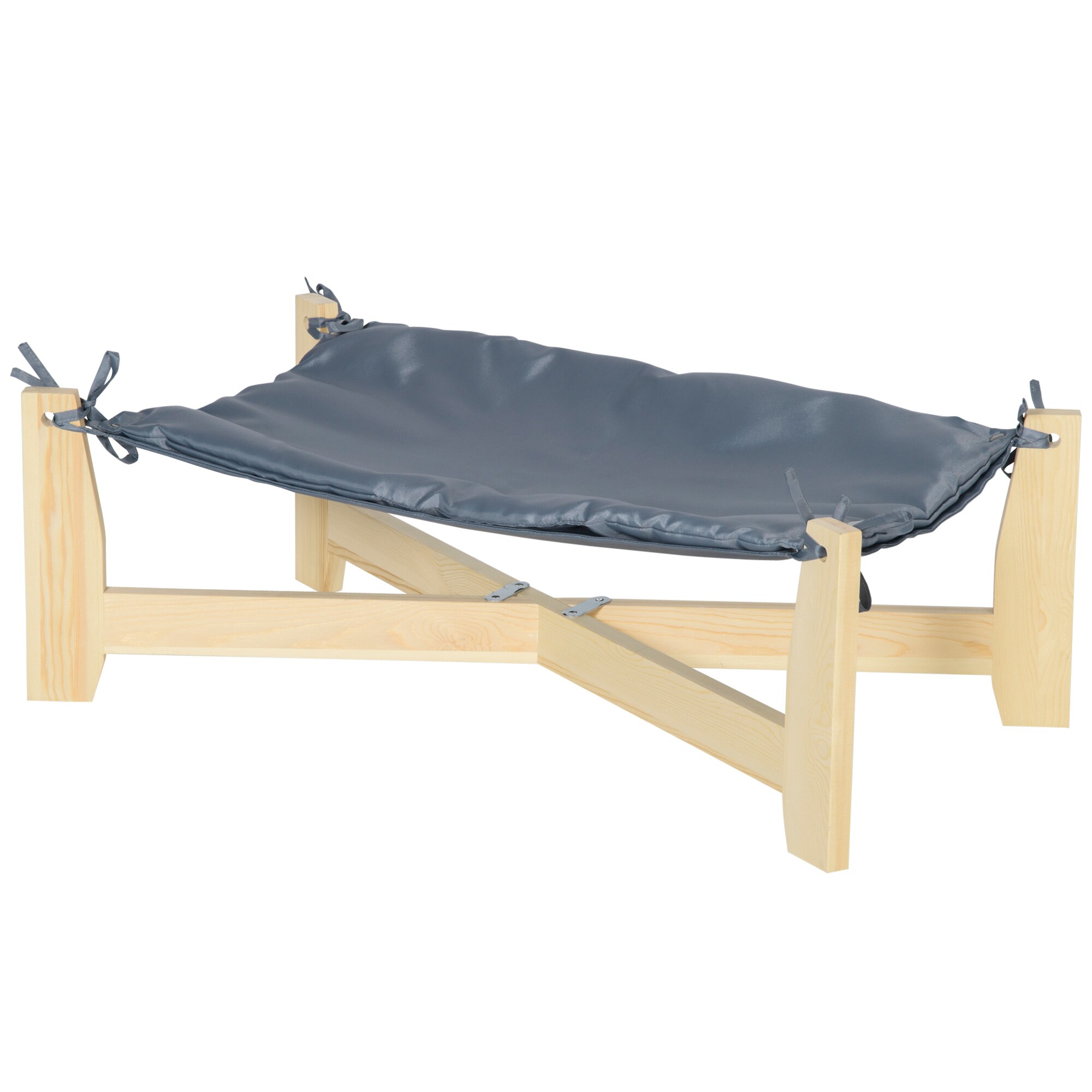 PawHut Haustierbett mit Kissen grau, natur 72L x 40B x 25H cm