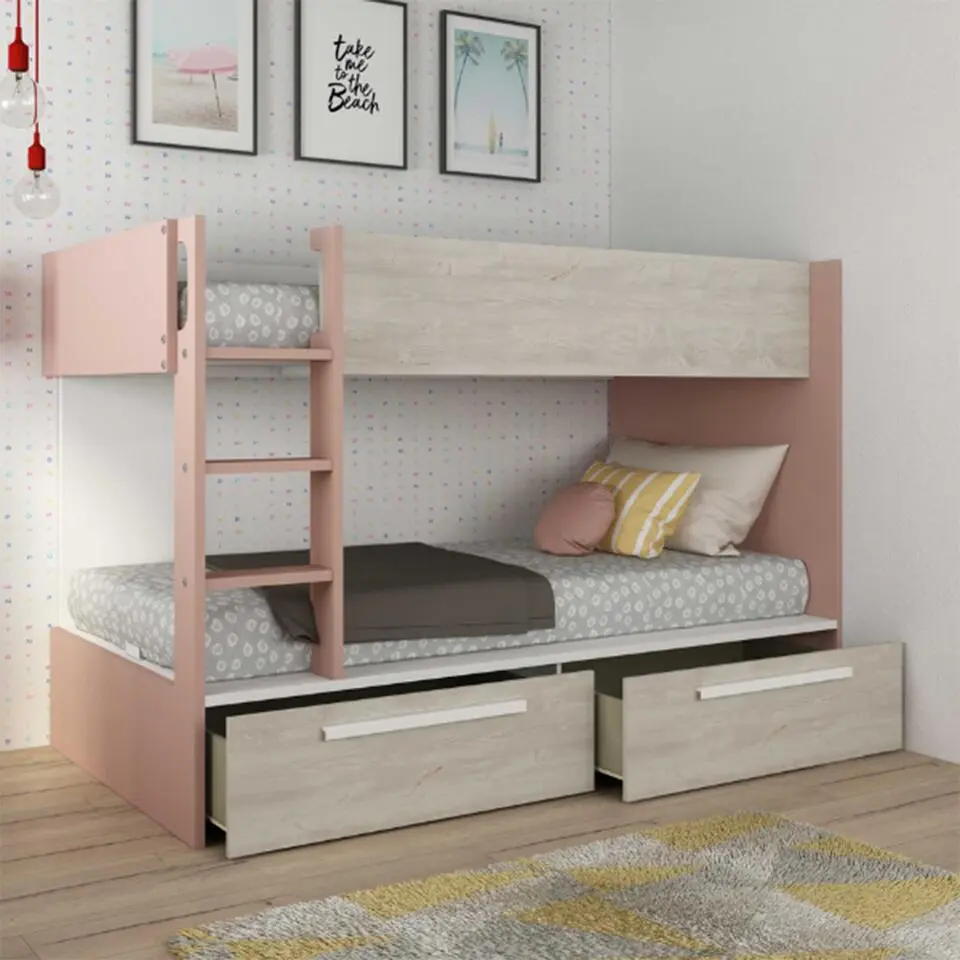 Stapelbed Fleur met bedlades - oudroze