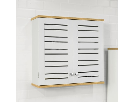 SOBUY - Bzr42-w meuble haut de salle de bain avec 2 portes placard c...