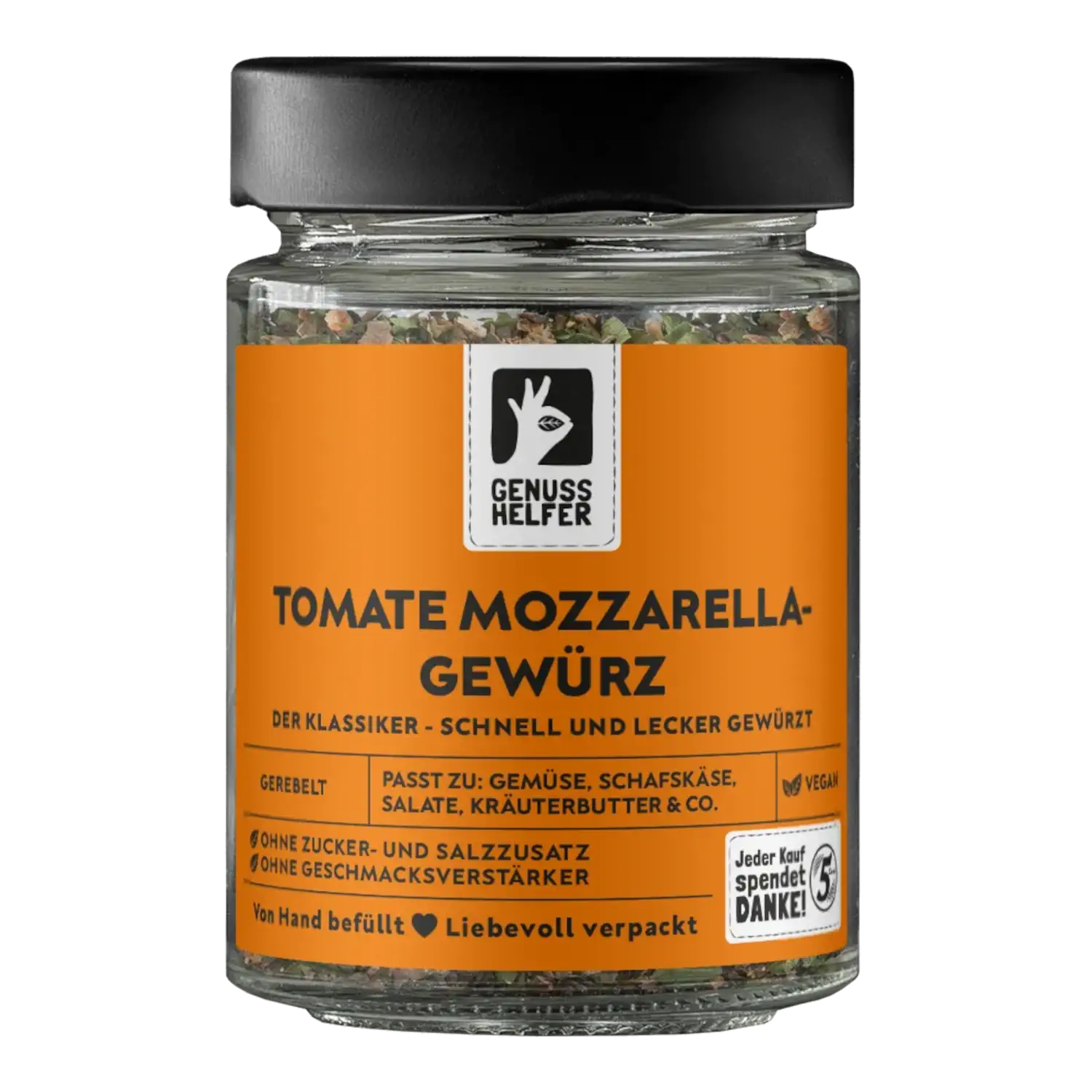 Tomate Mozzarella Gewürz, gerebelt, im Glas
