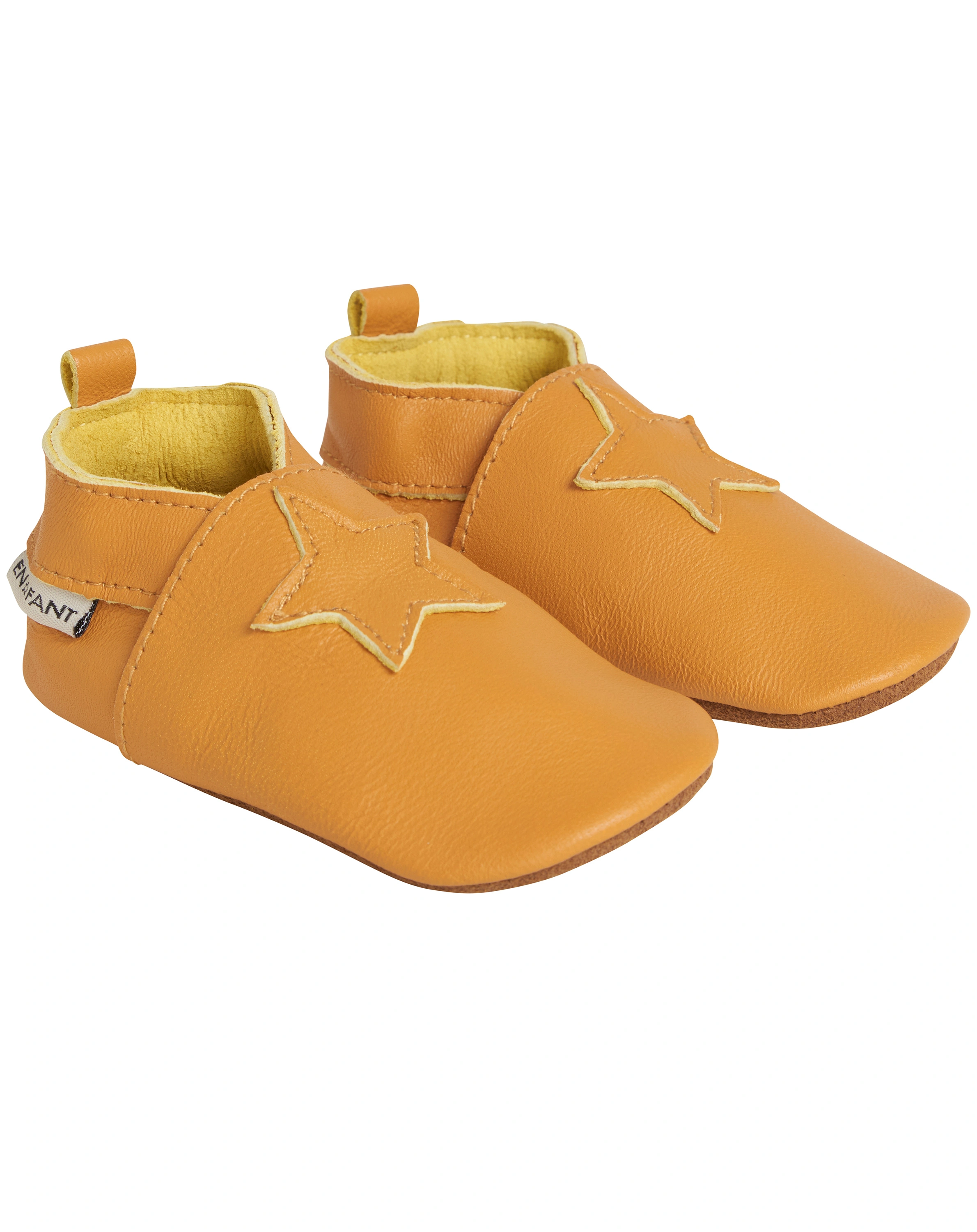 Glattleder-Krabbelschuhe STERN in inca gold