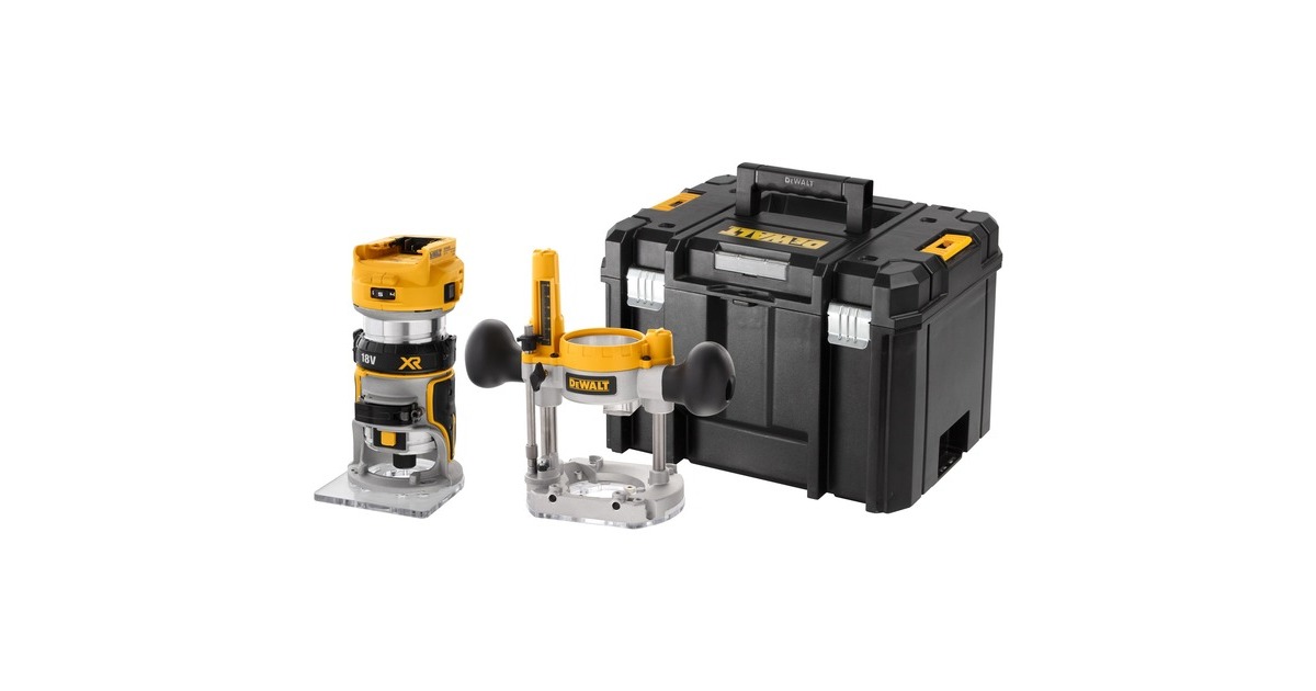 DEWALT18V XR Brushless accu-invalfrees met verwisselbare zool bovenfrees  (Geel/zwart, Incl. TSTAK koffer, accu en oplader niet inbegrepen)