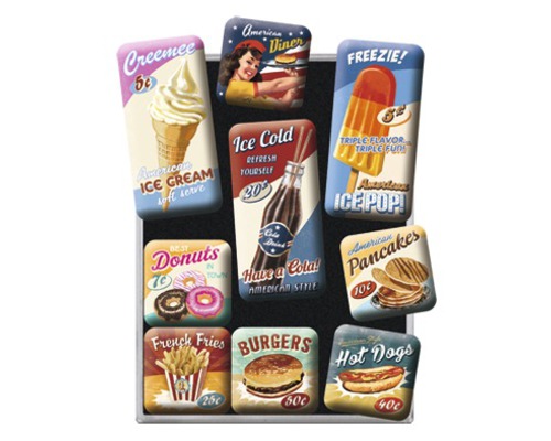 Decoratieve magneet American Diner set van 9