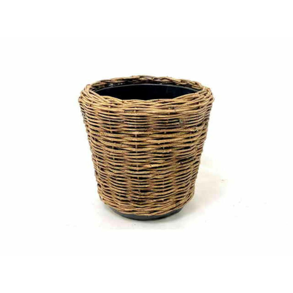 Van der Leeden Planten mand - rotan - 40x39cm - drypot