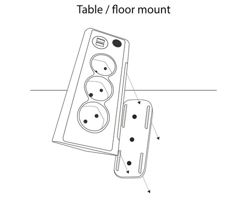 Drievoudig stopcontact met 1x USB-A-poort en 1x USB-C-poort, 1,5 m kabel met schokbescherming, zwart/zilver