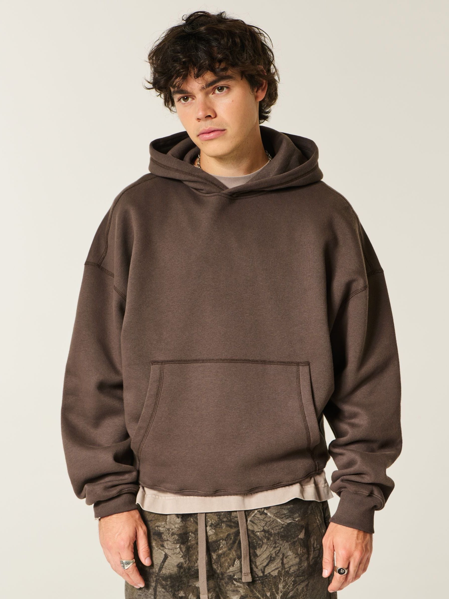 Hollister Baggy Cinched Popover Brown Hoodie