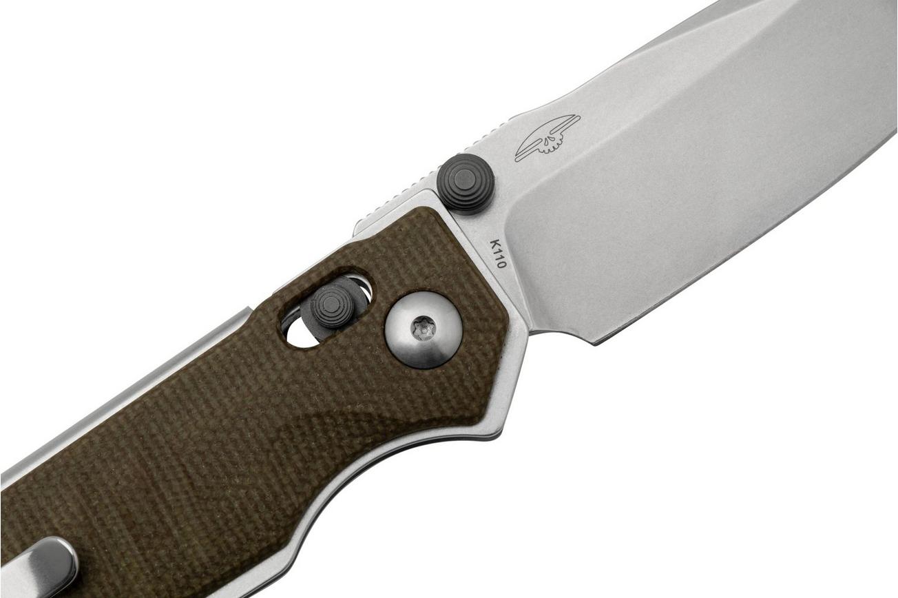 Real Steel Sacra, 7711G Green Micarta, Stonewashed K110 zakmes