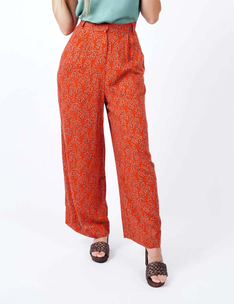 SEE U SOON PANTALON PALAZZO IMPRIMÉ BRICK