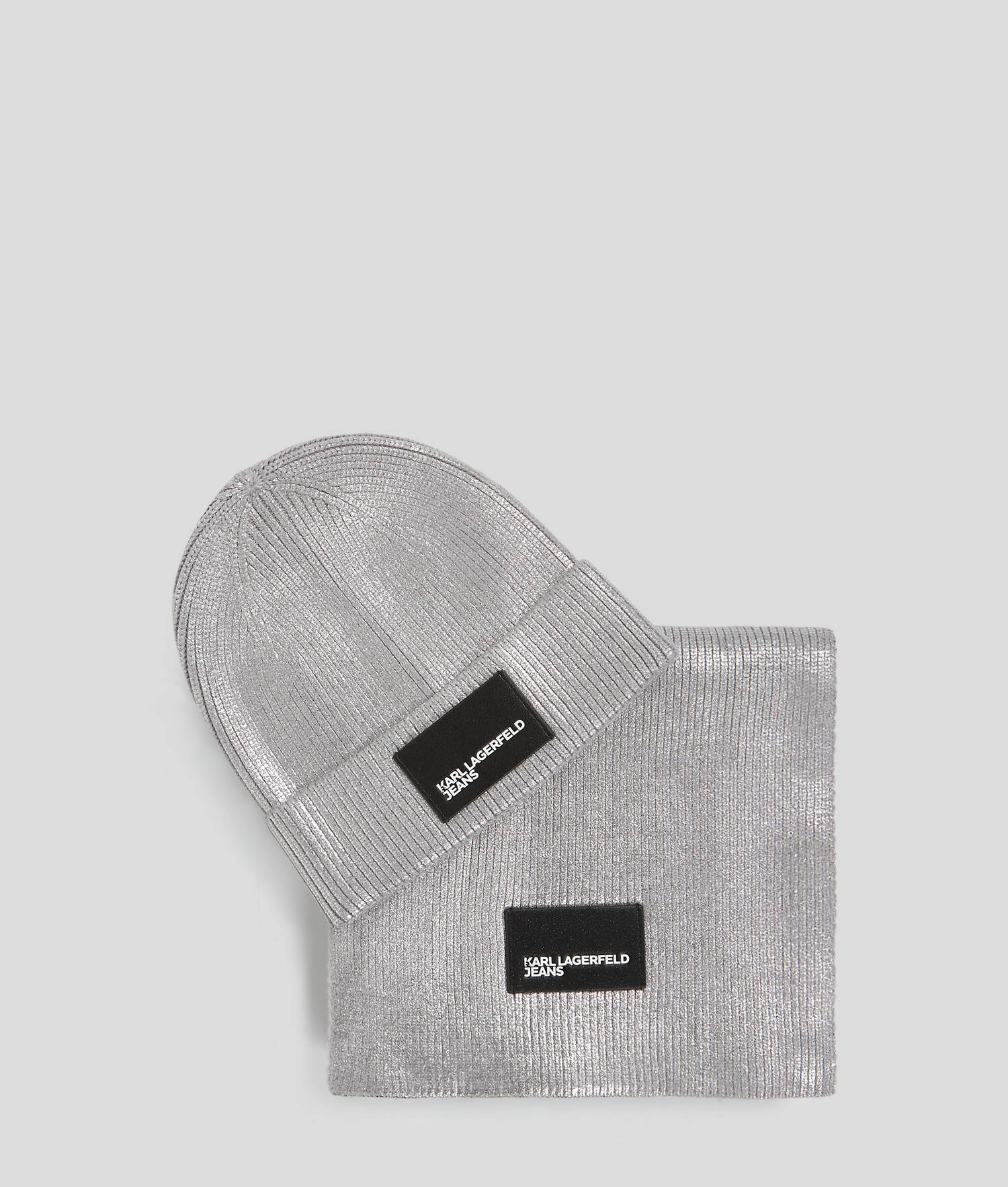 COFFRET-CADEAU BONNET ET ÉCHARPE MÉTALLISÉS - Acier