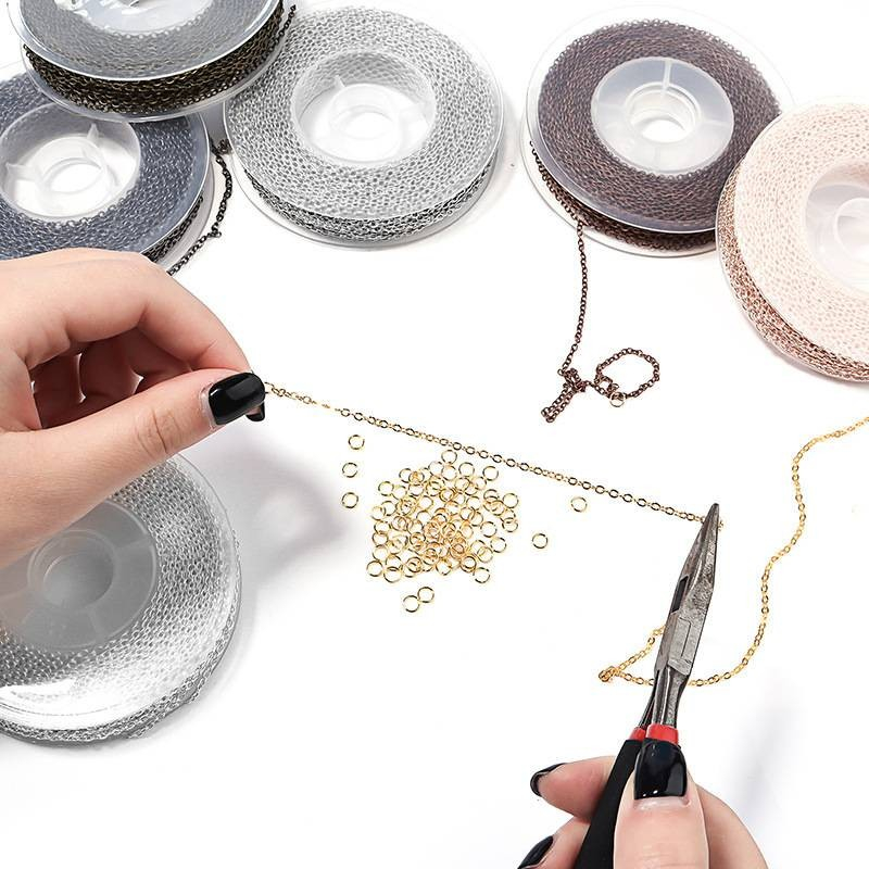 (3m) Legierung Kette DIY Schmuck Herstellungs Kit Halskette mit Verschlüssen   Biegeringen - Silber