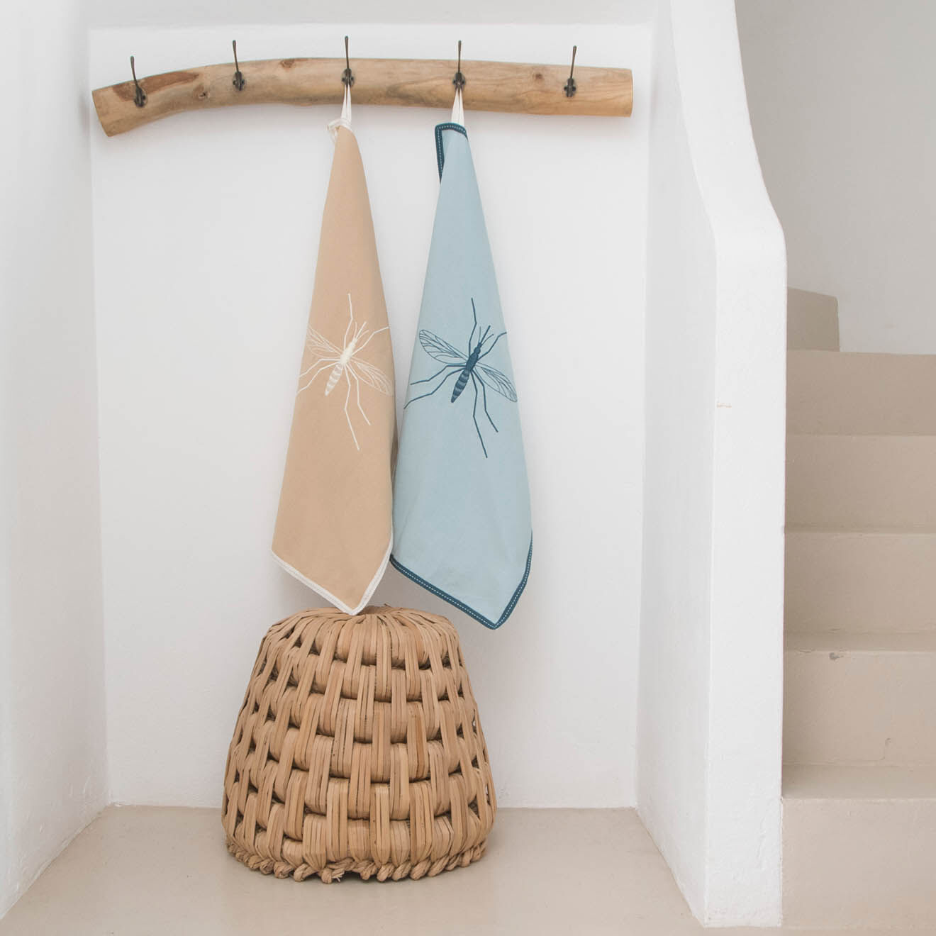 Febronie 2 Torchons en Coton Mosquito bleu paon - 50x75 cm