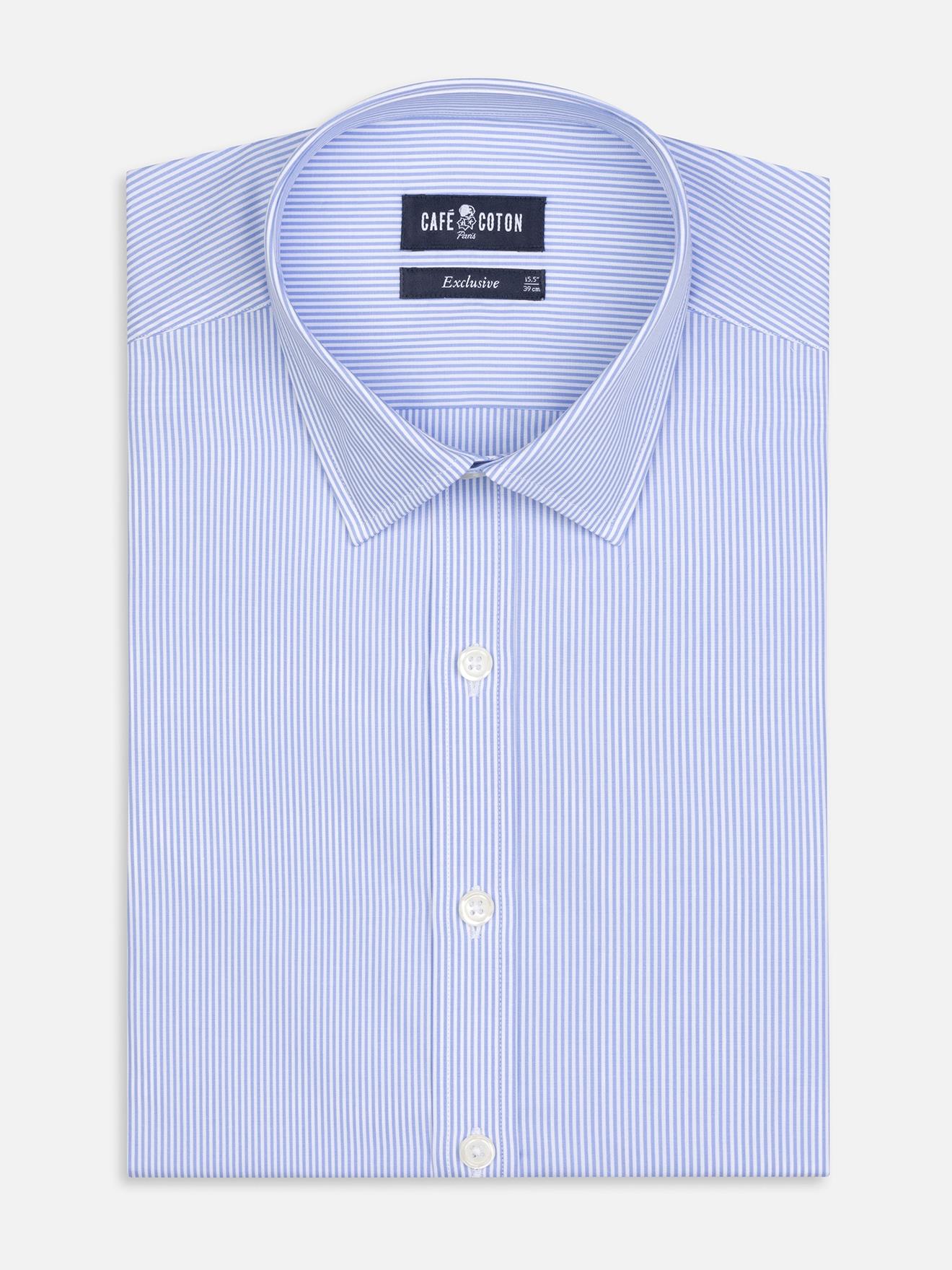 Chemise cintrée Menthon à rayures ciel - Petit Col