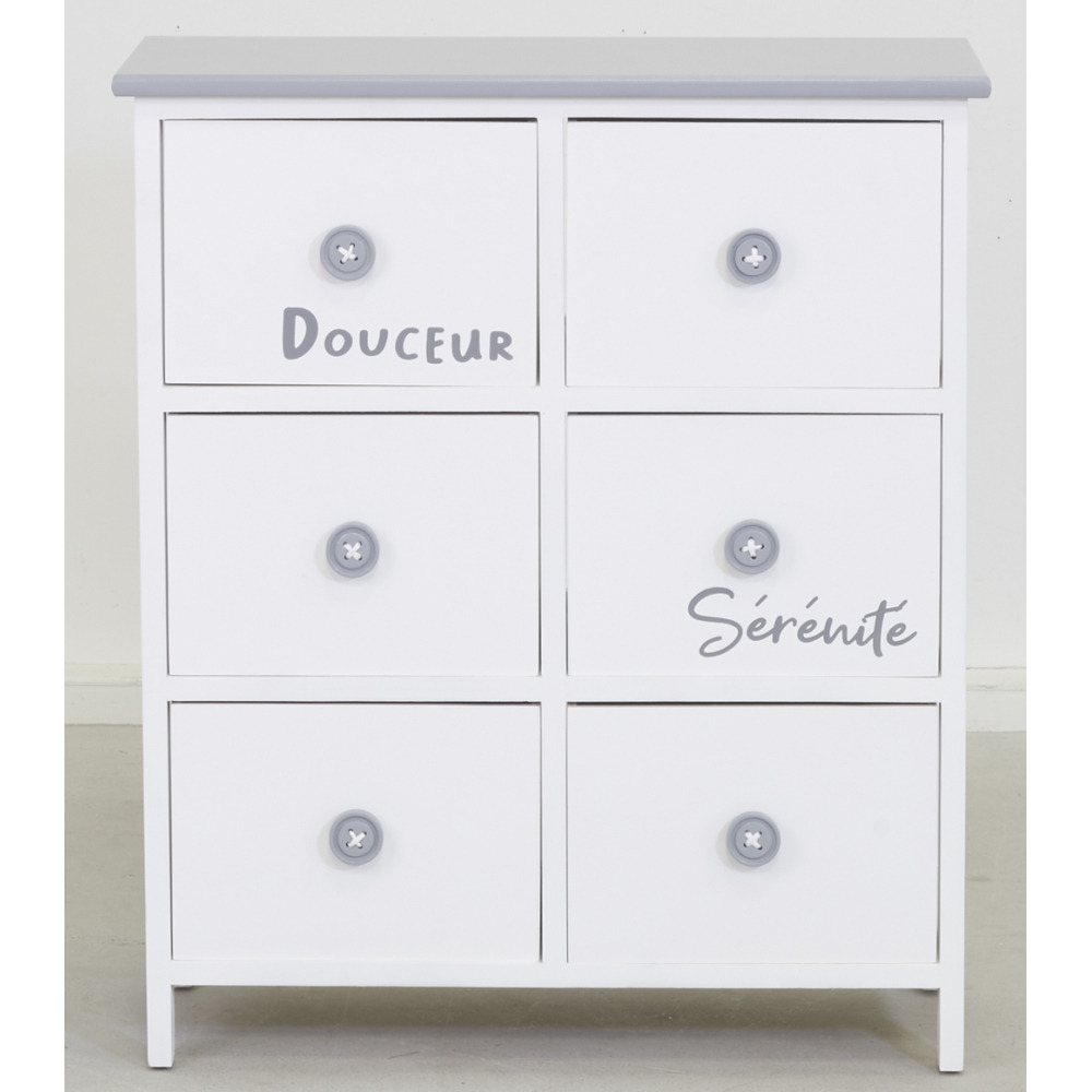 Commode/chiffonnier bois ' sérénité et douceur ' 6 tiroirs