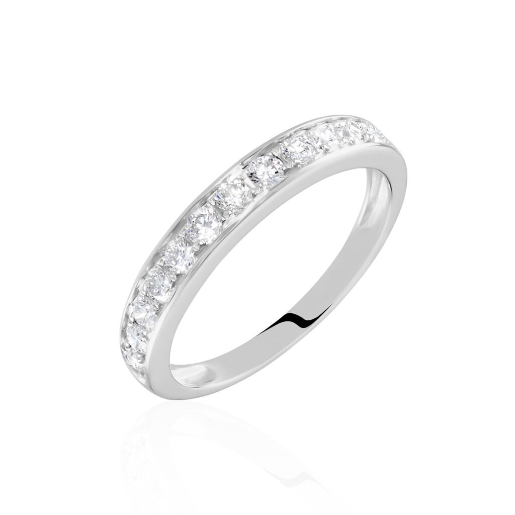 Demi-alliance Or Blanc  Valentine Diamant Synthetique