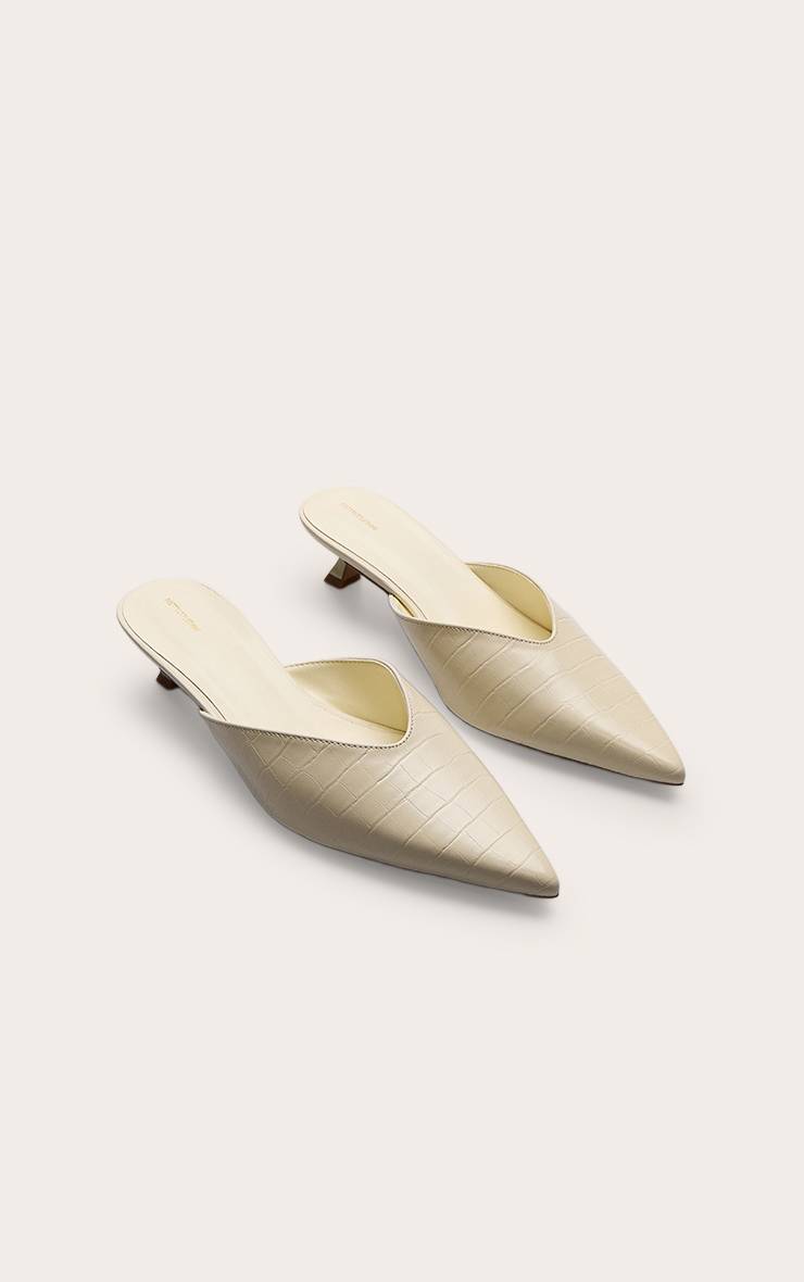 Butter Yellow Mules À Bout Pointu Effet Croco Talon Bas