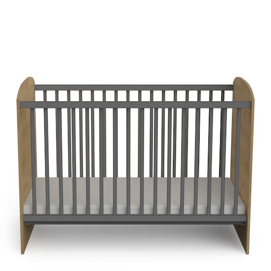 Gabin Lit barreaux   Chêne hamilton / Gris graphite        60 x 120 cm   de               CBA Meubles