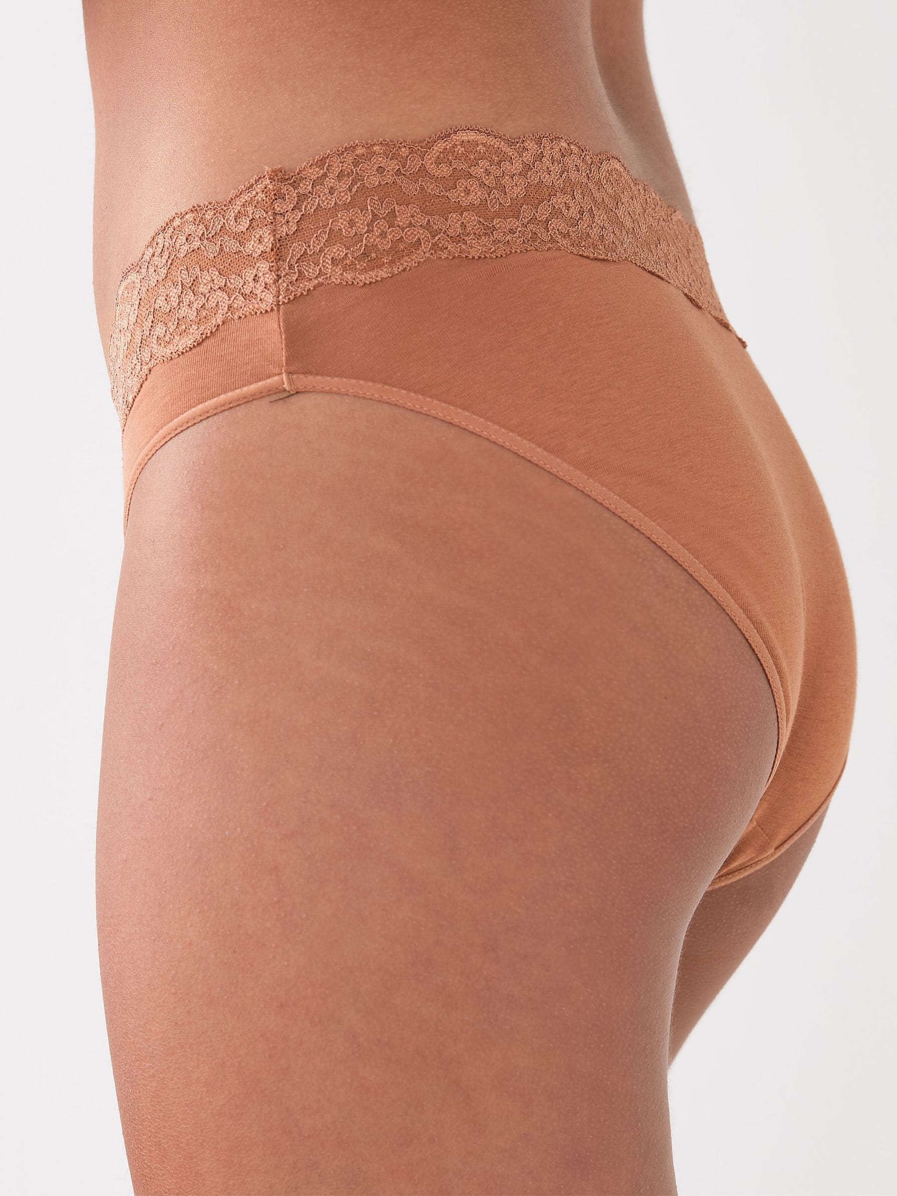 Caramel-nude - Katoenen kanten slipjes 4 stuks