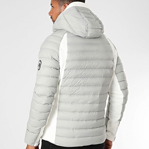 Doudoune Chauffante Capuche Meribel Gris Blanc