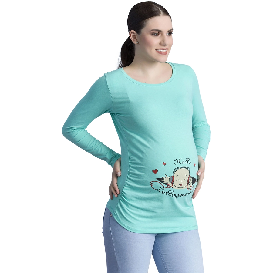 M.M.C. Umstandslangarmshirt Hallo Lieblingsmensch mit Motiv Mint