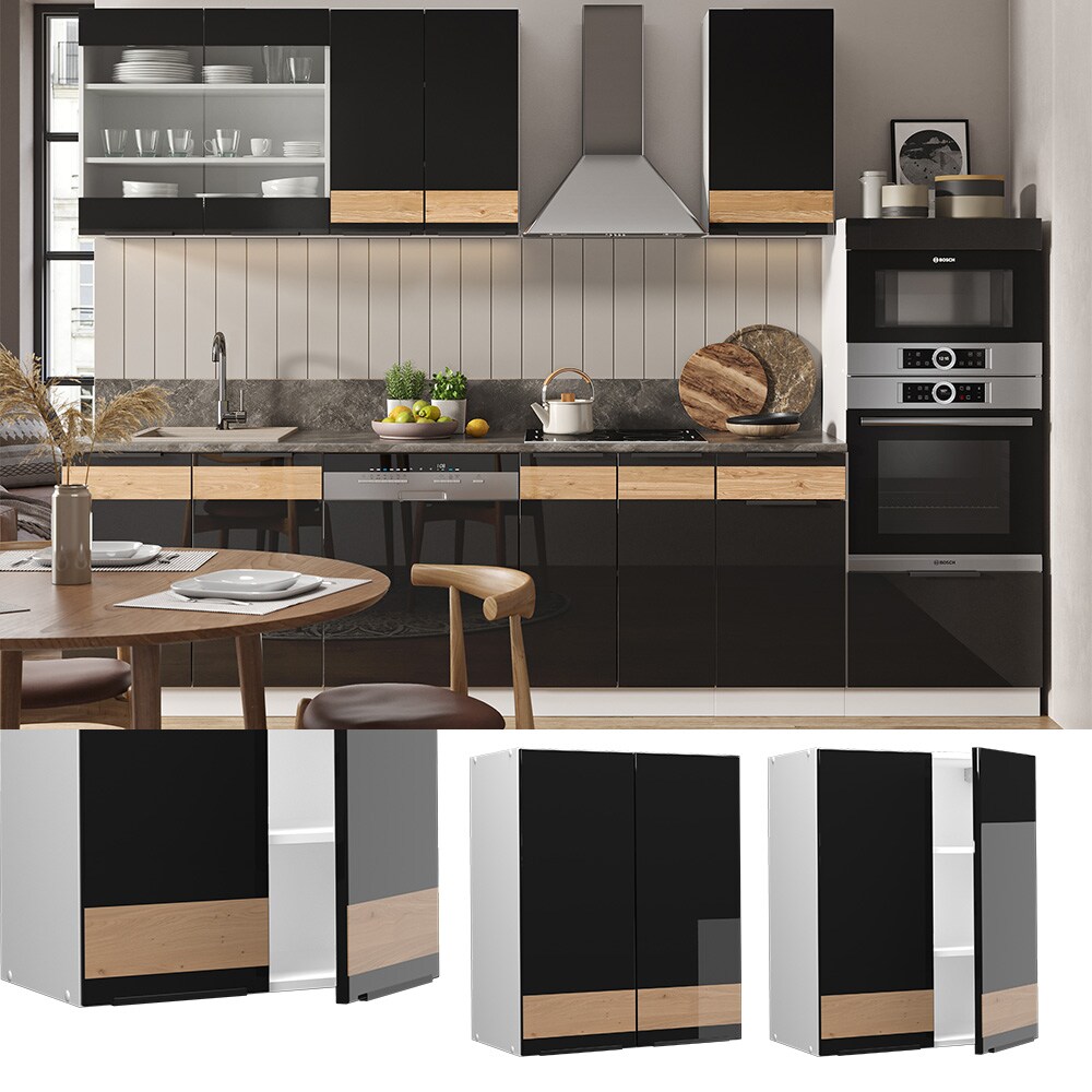 Vicco Hängeschrank Küchenschrank Küchenmöbel Fame-Line Weiß Schwarz Eiche 60 cm modern Hochglanz