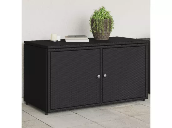 Armoire de rangement jardin noir 110x55x60,5 cm résine tressée