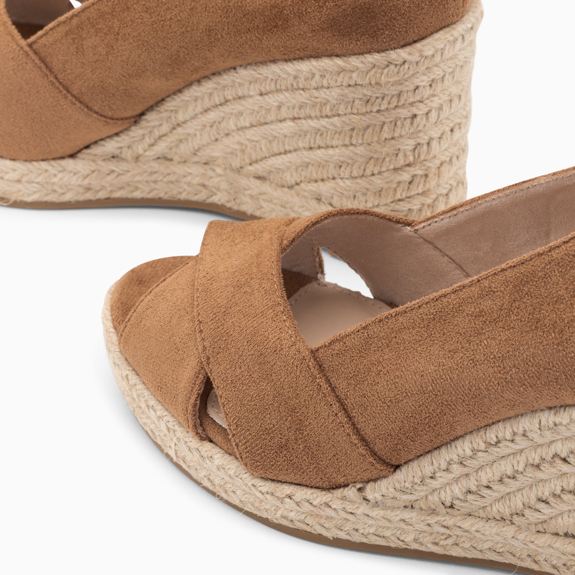 Sandales à talon, Compensées-Sandales compensées peep-toe Léonie noisette