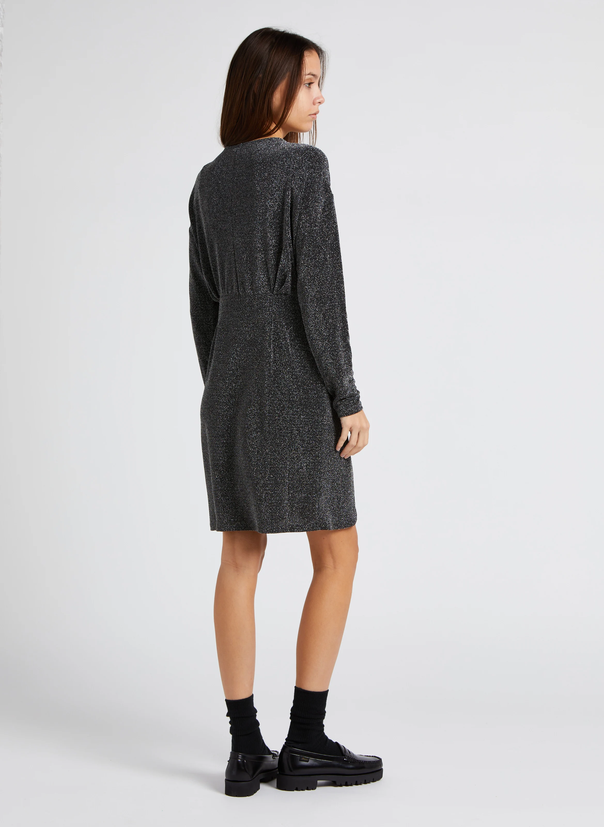 SHINY - Robe courte col V | Noir