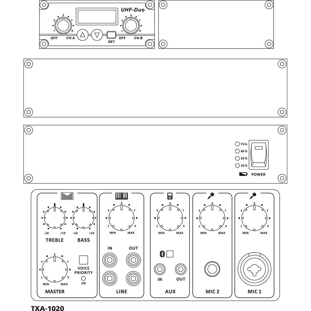 Monacor TXA-1020USB mobiel luidsprekersysteem met mediaspeler