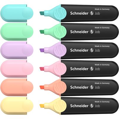 Schneider Job Pastel - Pack de 6 surligneurs - couleurs assorties