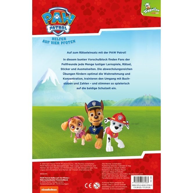 PAW Patrol - Mein kunterbunter Vorschulblock - mit über 50 Stickern
