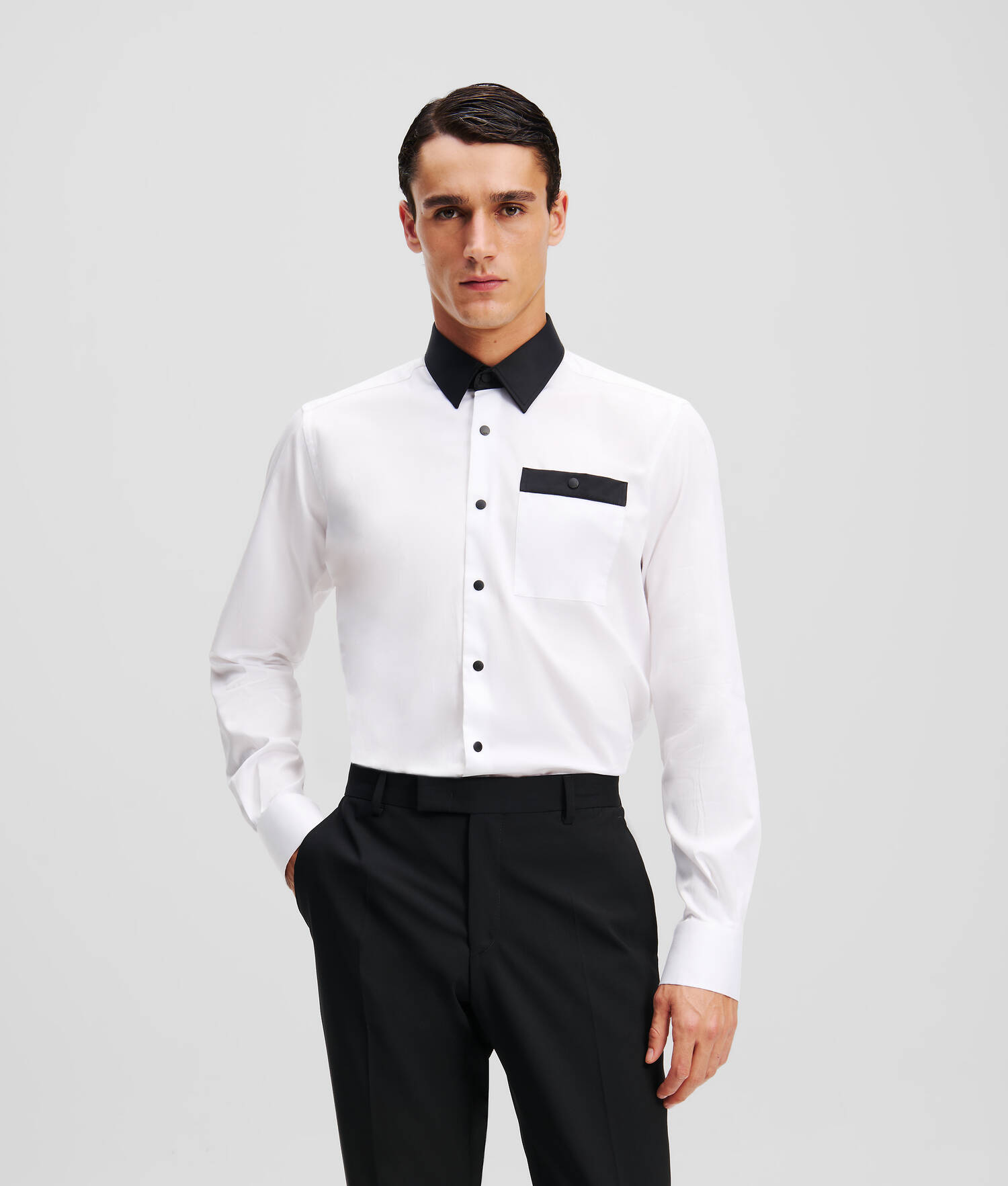 CHEMISE À BOUTONS - Blanc/Noir