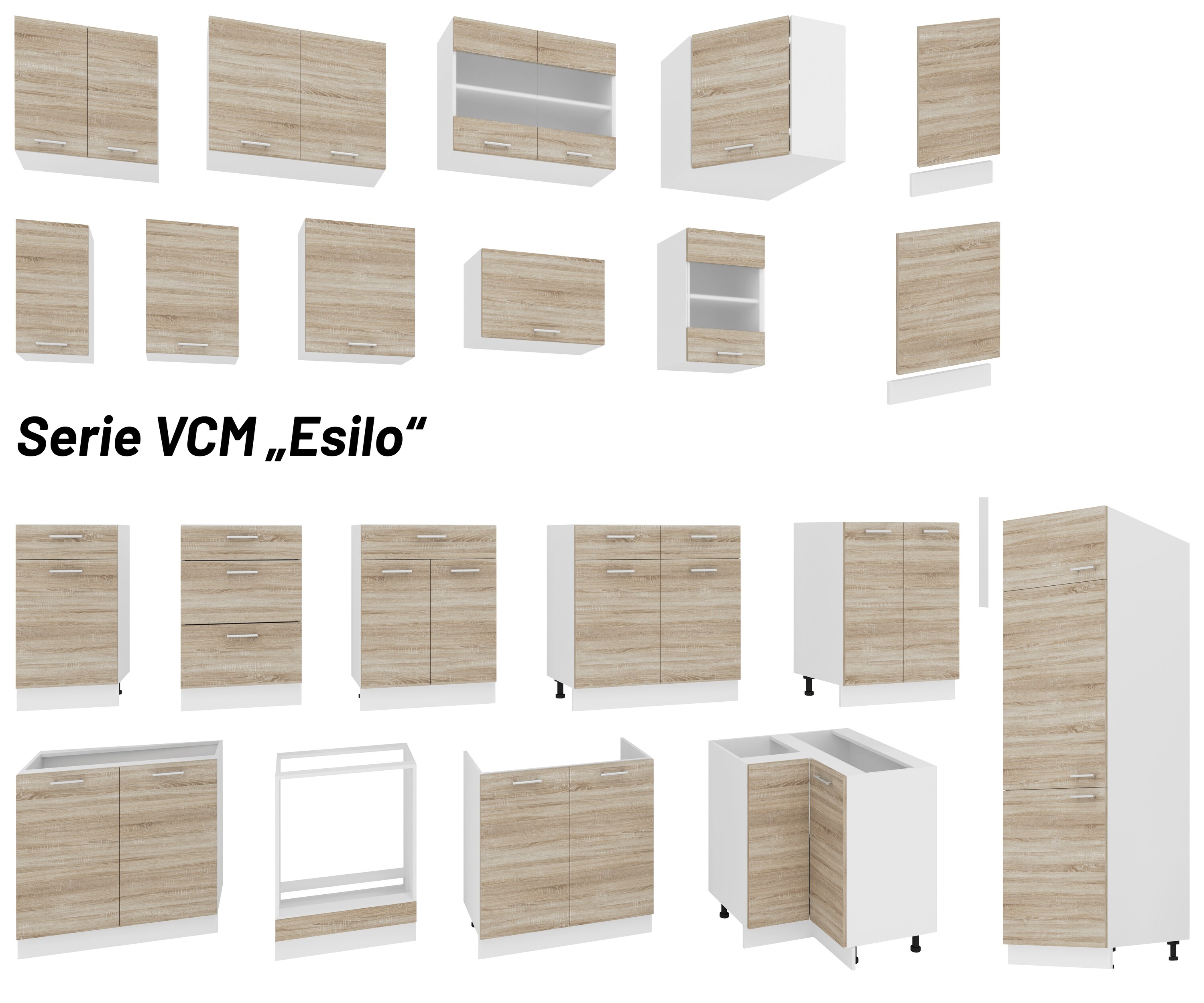 VCM Küchenschrank Breite 40 cm Holztür Hängeschrank Küche Küchenmöbel Esilo