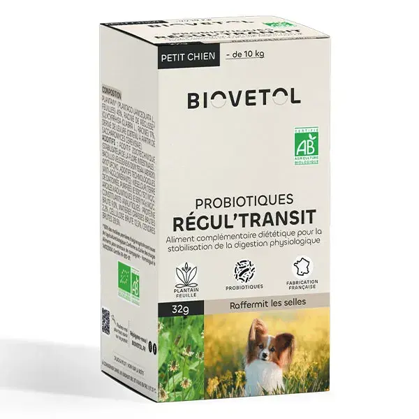Biovetol - Pó orgânico Regul'Transit para cães de pequeno porte (<10kg) - 32g