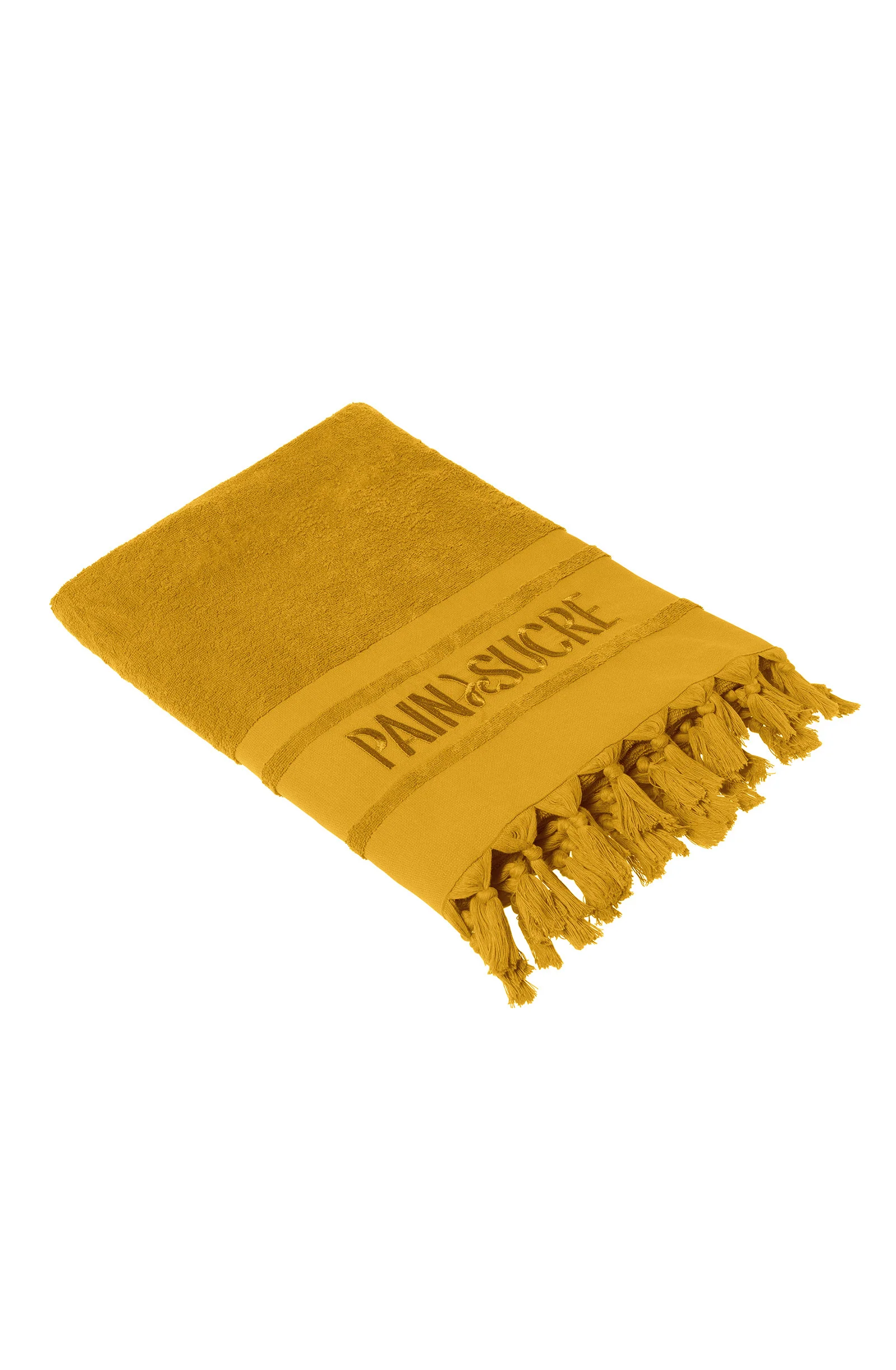 zaina Fouta en éponge ocre à franges Ocre