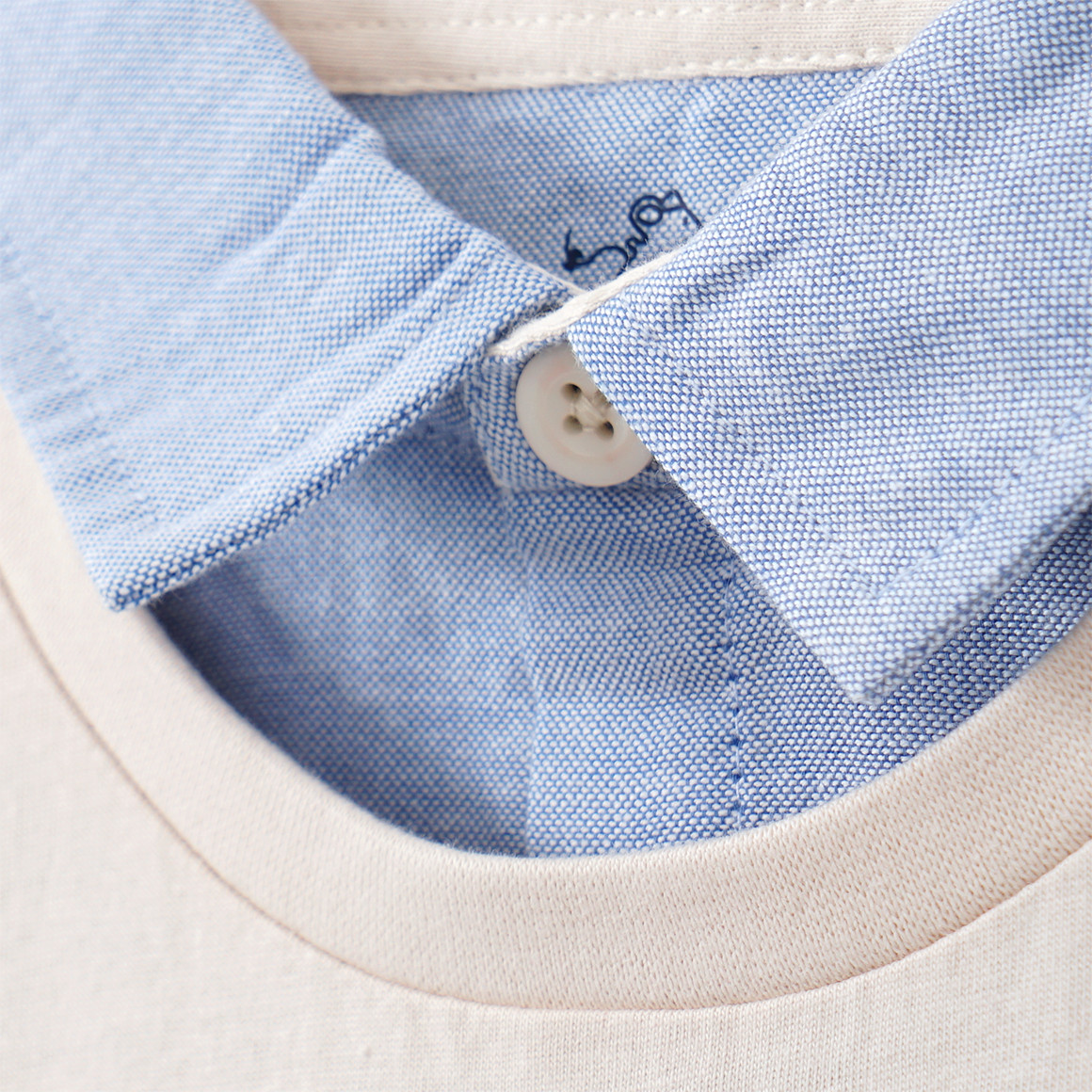 Topolino Jungen T-Shirt mit Polo-Einsatz creme / hellblau