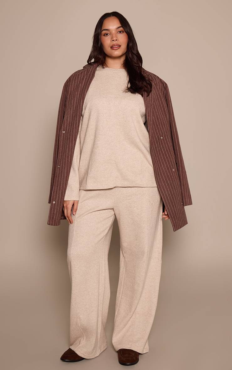 Moka Pantalon De Jogging Côtelé Doux À Jambe Droite Plus Basic