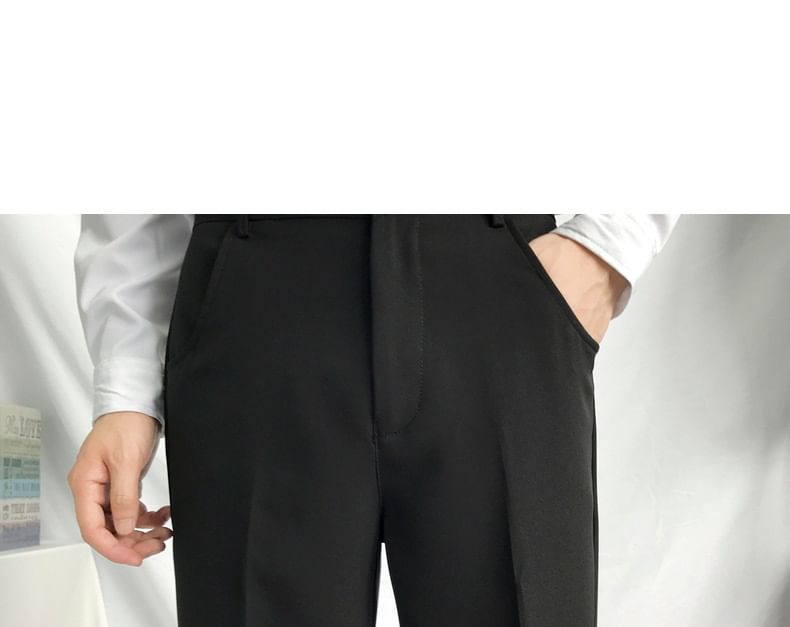 Kantereld - Mid Rise Plain Cropped Tapered Dress Pants