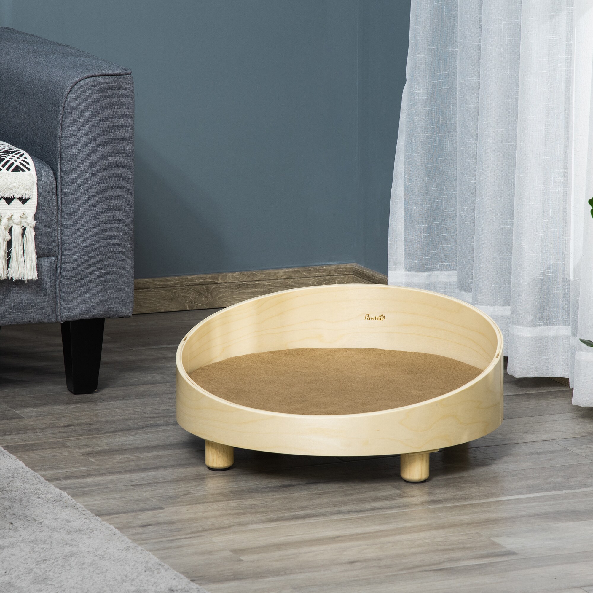 PawHut Hundebett mit Kissen natur 59L x 59B x 23,5H cm