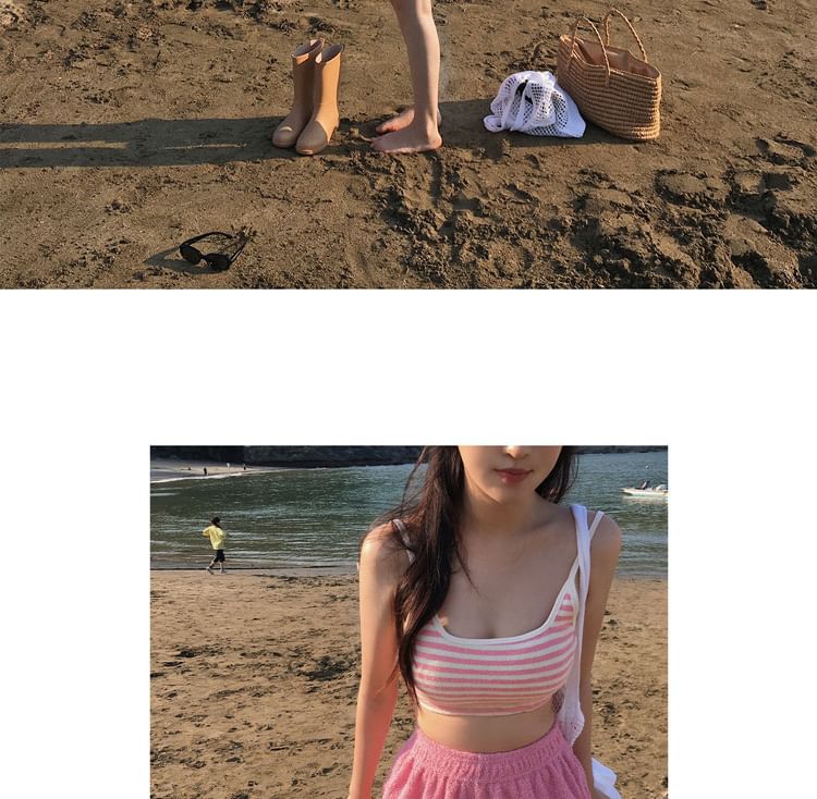 Salanghae - Set: gestreepte tankinitop + effen zwemshort