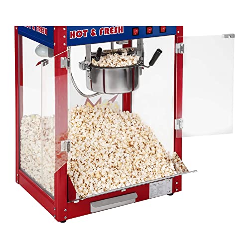 Royal Catering Machine à Popcorn Design américain Chariot RCPW 16.1 (1.600W, rendement horaire 5 kg/h, 16 L/h, diamètre de la cuve en haut 18,5 cm, récipient téflon, rouge avec chariot) : Cuisine et Maison