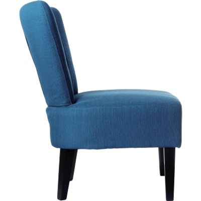 Fauteuil d'accueil BRIGHTON - Piétement en hêtre massif coloris noir - tissu bleu